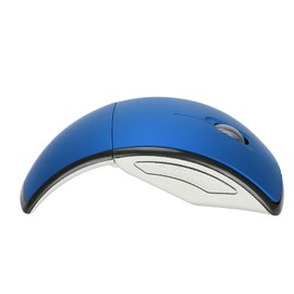 Folding Mouse, 2.4G Arc Mouse with USB Receiver, 1600DPI Adjustable Ultra Thin Portable Ergonomic Computer Mouse for Home Office (Blue)