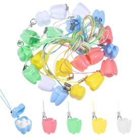 JIYIN 20 Pcs Tooth Necklace Boxes for Lost Teeth Organizer, Cute Plastic Tooth Holder Cases Baby Milk Teeth Storage Case, Colorful Tooth-Fairy Box for Kids Keepsake Ornaments Accessories