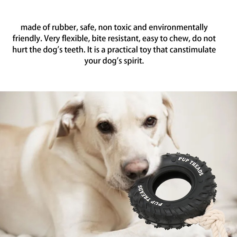 Dog Tire Chewing Toy Bite Resistant Treat Dispensing Rubber Aggressive