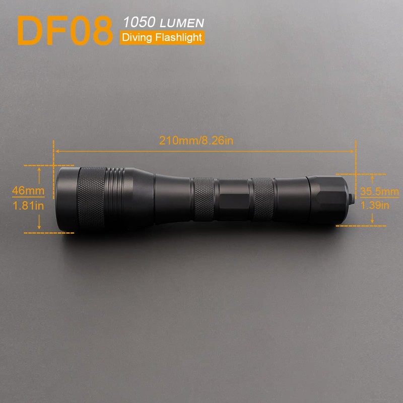 SecurityIng Dive Torch, 1000 Lumens Scuba Diving Torch, 9 Degrees