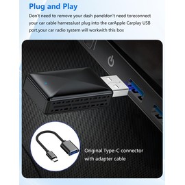 YUNTX Wireless Carplay Adapter 2-in-1 for CarPlay/Android Car with Type-C Adapter, Latency-Free Wireless Carplay, Plug and Play, Compatible with Almost Any Car Radio