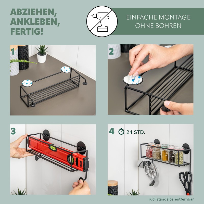 bremermann Wall Shelf with Two Hooks and Shelf, for Gluing