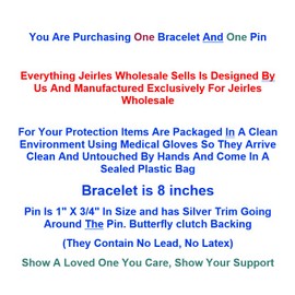 Jeirles Wholesale 1 - I Support Kidney Disease Awareness Bracelet 100% Medical Grade Silicone - Latex and Toxin Free + 1 Enamel Pin