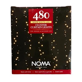 Noma Cascade Curtain Light : 1.92m : Plug in with Timer : 480 Warm White LEDs : 1621003