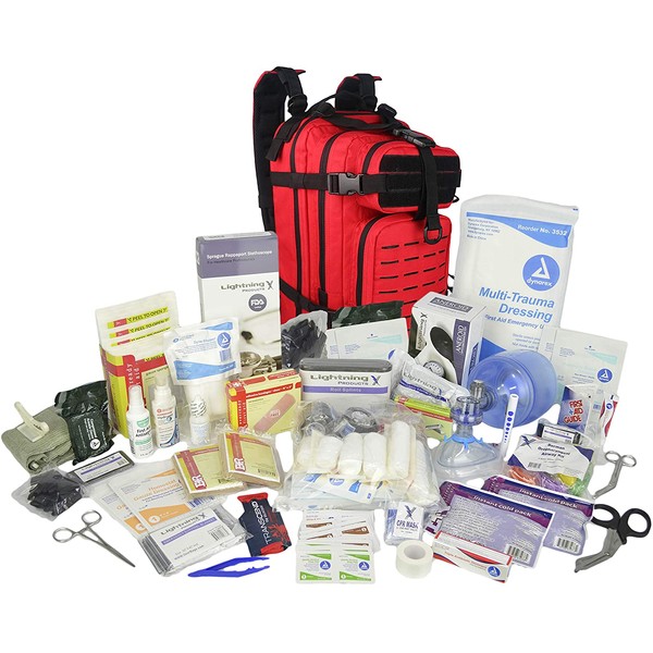 Lightning X Stocked EMS/EMT Trauma & Bleeding First Aid Responder Medical Backpack + Kit