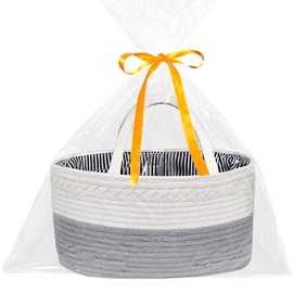 ABenkle Baby Diaper Caddy, Nursery Storage Bin and Car Organizer for Diapers and Baby Wipes, Cotton Rope Changing Table Diaper Storage Caddy Baby Gift Baskets with Gift Bags and Ribbon