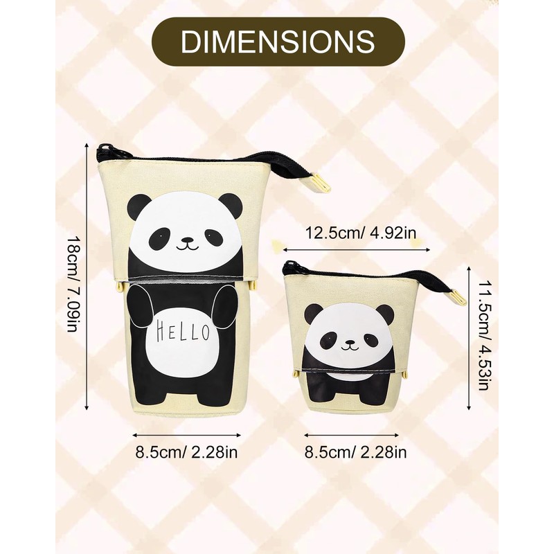 Xespis Pencil Case with Zip, Telescopic Pencil Case, panda, pencil