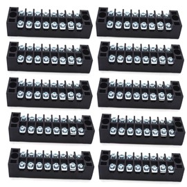 Antrader 10-Pack 8 Positions Dual Rows 600V 15A Wire Barrier Block Screw Terminal Strip with Cover TB-1508