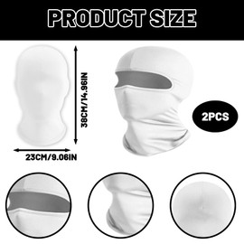 BaiDekun Set di 2 mascherine bianche e passamontagna (1 con apertura per gli occhi + 1 senza ritaglio) – traspiranti, elastiche, versatili per Halloween, cosplay, ciclismo, moto e attività all'aperto