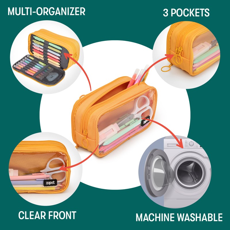 ZIPIT Half & Half Pencil Case | Large Capacity Pencil