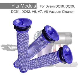 KEEPOW 3 Stück Akkusauger Filter für Dyson V8 V7 V6, DC58, DC59, DC61, DC62 Staubsauger Waschbar & Wiederverwendbar Vorfilter Ersatzteil für Dyson