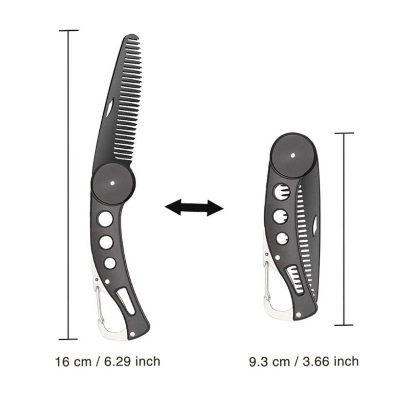 JinZeFa Stainless Steel Folding Beard Comb, Portable Multifunction Anti Static