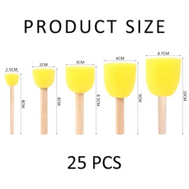 25 Pcs Round Sponge Brushes, Paint Template Tools, Mushroom Head Painting Brushes, Wooden Handle Foam Brushes, Used For Early Education Graffiti, Children'S Seals, Diy Crafts, Painting (5 Sizes)