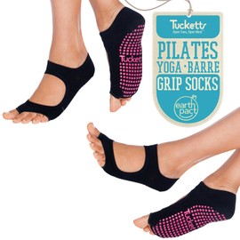 Tucketts Womens Yoga Socks, Toeless Non Slip Skid Grippy Low Cut Socks for Yoga, Pilates, Barre, Studio, Bikram, Ballet, Dance - Allegro Style (Lavender)- one size fits most