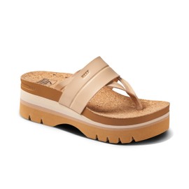 Reef Vista Higher Savanah Womens Fashion Platform Sandal, Soft Cushion Footbed, Arch Support, Seashell, 8