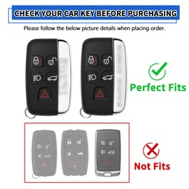 TOMALL for Land Rover Key Fob Cover with Keychain 5 Buttons Soft TPU Key Fob Protector Compatible with Land Rover LR4 Range Rover Sport Evoque Velar Jaguar XF XE XJ XJL F-pace, White
