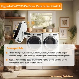 New Upgraded 3977456 WP3977456 Dryer Start Switch for Whirlpool Kenmore Dryer, Laundry Center System, Dryer Push to Start Switch Dryer Switch Start Button, 1 Pack