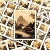 Post Stamps Stickers Set ~ Vintage Japan Landscapes: A Beautiful