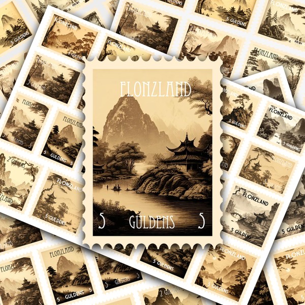 Post Stamps Stickers Set ~ Vintage Japan Landscapes: A Beautiful