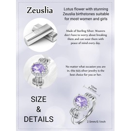 Lotus Flower Rings for Women Sterling Silver Lotus Birthstone Ring June Birthstone Lotus Flower Ring Alexandrite Lotus Ring Jewellery Gifts for Women