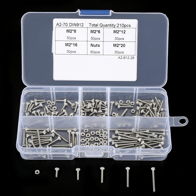 Nuts, 210pcs M2 304 Stainless Steel Cup Head Hex Socket