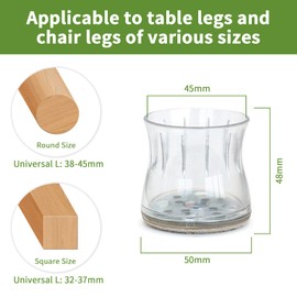 COVERCORNER 24PCS Chair Leg Floor Protectors, Chair Leg Protectors for Hardwood Floors, Furniture Pads for Hardwood Floors, Chair Socks Universal L Clear Fit 1.50"-1.77"