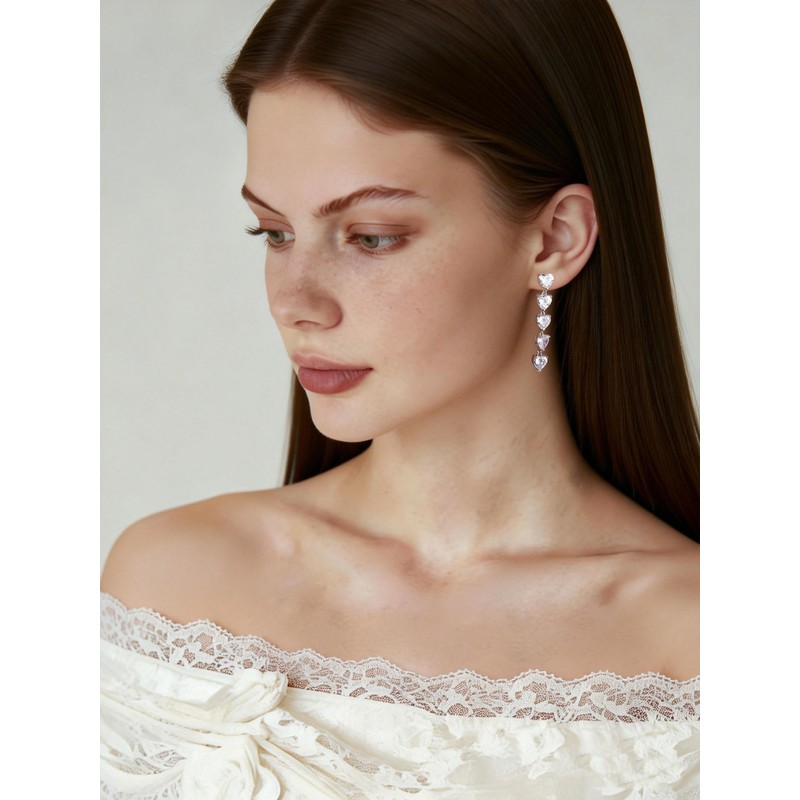 Lansora Silver Dangle Earrings for Women Dainty Charm Long Dangling