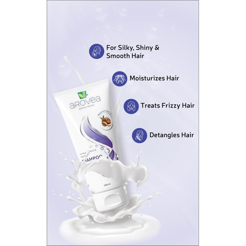 AROVEA Moroccan Argan Oil Shampoo for Smooth, Shine and Silky