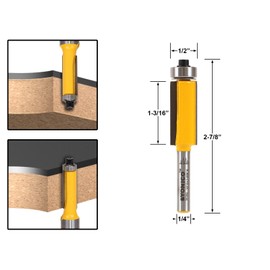 Yonico Pattern Bit Flush Trim Router Bits 1-1/4-Inch Cutting Height X 1/2-Inch 1/4-Inch Shank 14139q