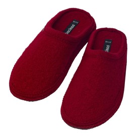 Ladies’ Warm Slippers - Felt Slippers made of Sheep's Wool, Flat Slippers, Sizes UK 2.5 - 9, Winter Slippers - Red - 37/38 EU