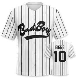 Men's Bad Boy #10 Baseball Jersey 90s Vintage Hip Hop Clothing Unisex Short Sleeve Shirts Gift for Fans Party