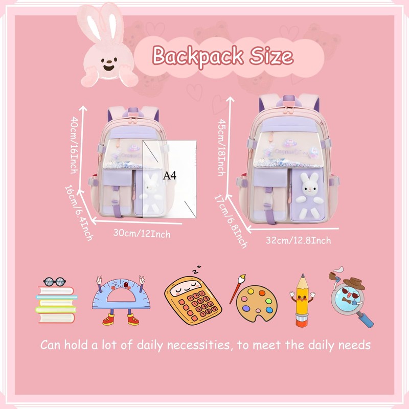 VIDOSCLA Bunny Backpack for Girls Kawaii Girls Backpack for School