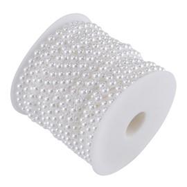 Cadena de perlas de algodón de 25 m, elegante rollo de perlas de color marfil para Navidad, alegría, boda, fiesta, decoración del hogar, manualidades (blanco)