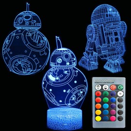 ZYTC 3D Illusion Lamp Three Pattern 16 Color Change Remote Contorl Nightlight Robot Illusion Night Light for Kids Boys