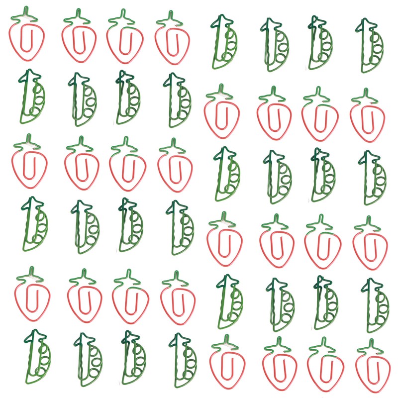 100pcs Metallic Paper Clips Strawberry Pea Shape Antislip Anti Rust