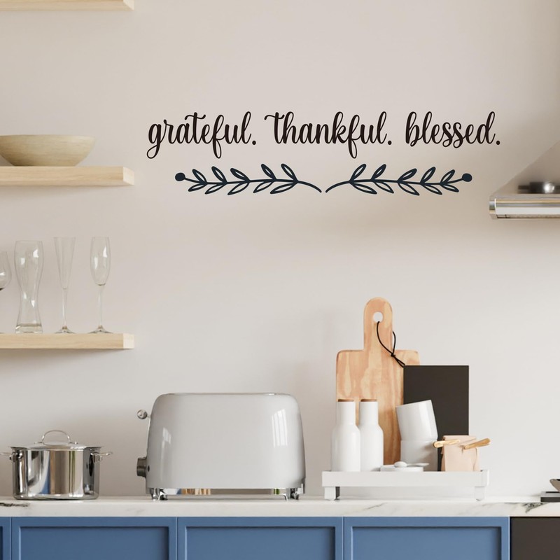 Vancetyno Grateful Thankful Blessed Vinyl Wall Decal Inspirational Quote Wall