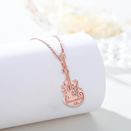 XIXLES Guitar Urn Necklace For Ashes 925 Sterling Silver Guitar Musical Cremation Necklace Guitarist Memorial Jewelry For Women Loss Of Loved One