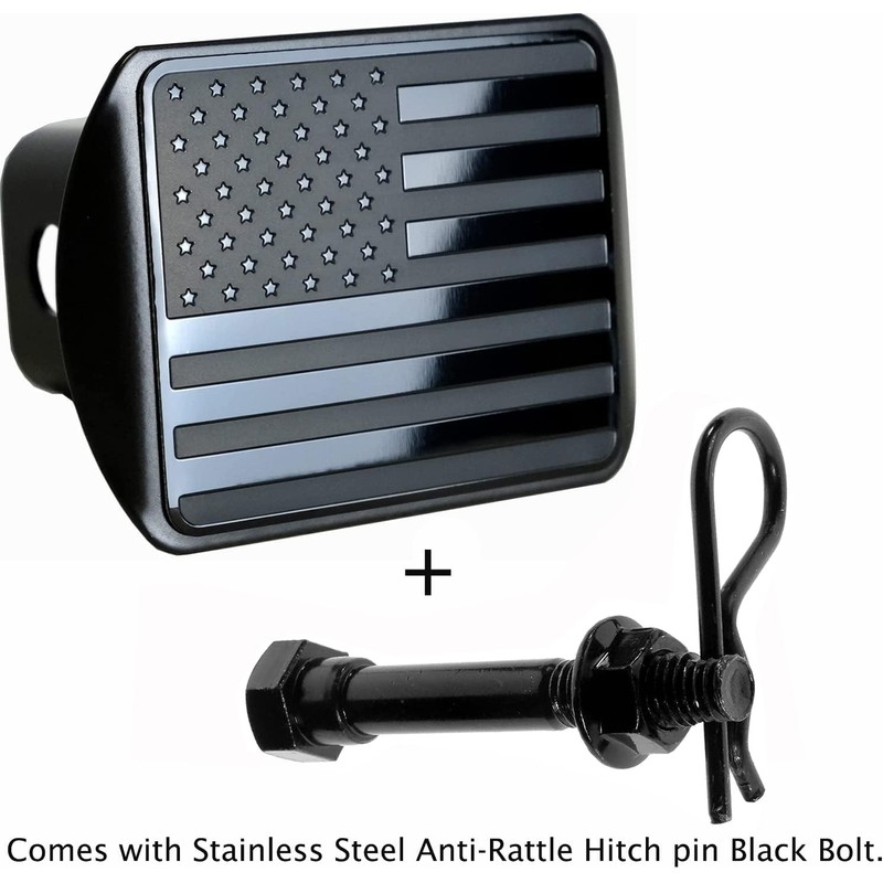 eVerHITCH USA Stainless Steel Flag Emblem Metal Hitch Cover with
