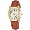 Arias WW20026A Women's Analog Wristwatch, Waterproof, Leather Strap, Cat, White,