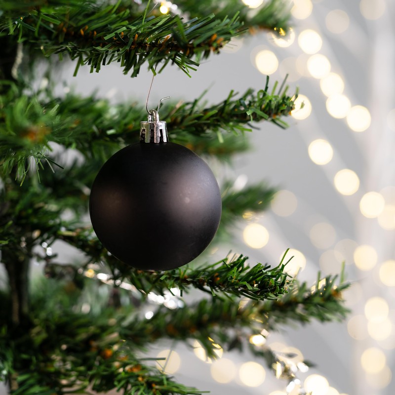 Plastic Christmas Baubles Black 2 Sets - 68 Pieces Diameter