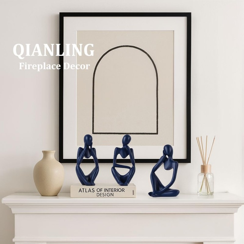 QIANLING 3 Piece Abstract Thinker Statue and Sculptures, The Thinker