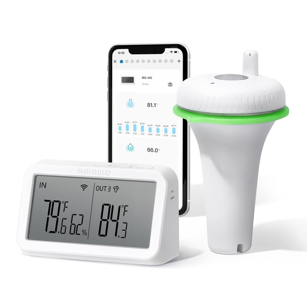 INKBIRD IBS-P02R Pool Thermometer with IBS-M2 Wi-Fi Gateway Combo, Wireless