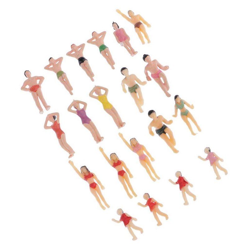 20-Pack 1.4 inch Miniature Beach Swimsuits People Figures Model Train