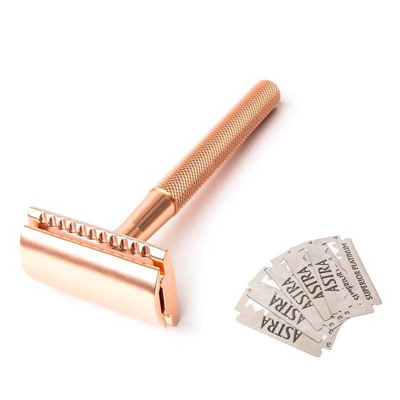 ANYMALE® Safety Razor Rose Gold Edition - Includes 5 Astra