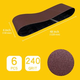 6 x 48 Inch 240 Grit Sanding Belt | Premium Aluminum Oxide Sanding Belt | Premium Sander Sandpaper – 6 Pack