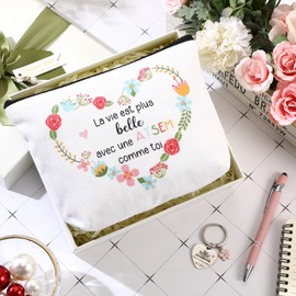 Hestya 3 Gifts for School Teachers ATSEM Cosmetic Bag Toiletry Bag Keyring with Engraving Ballpoint Pen Thank You Gift for Aesh End of the Year Nursery