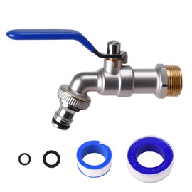 3/4 Zoll Wasserhahn Garten Rost-und Frostsicher Messing Kugelhahn Aussen Frostsicher Auslaufhahn mit Rollendichtband und Schlauchanschlüsse für Regentonne Wasserhahn Garten Waschmaschine