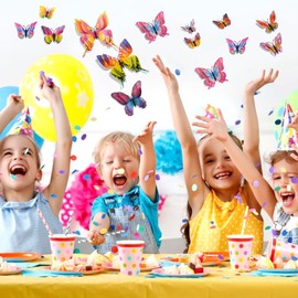 SAOROPEB 3D Butterfly Wall Decor, 24 Pcs Double Layer Butterfly Decorations for Party Decorations Locker Decor Refrigerator Decal, Reusable (Multicolor)