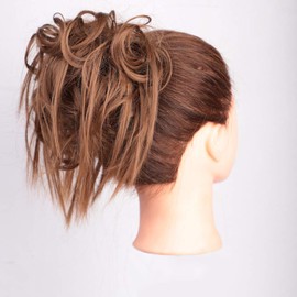 Lativ Messy Hair Bun Tousled Updo Hair Scrunchies Extension With Elastic Rubber Band Messy Hair Accessories Hair Pieces for Women Girls (Messy Bun, Light Ash Brown)