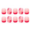 Pink French Tip Press on Nails Short Square Petite Fake